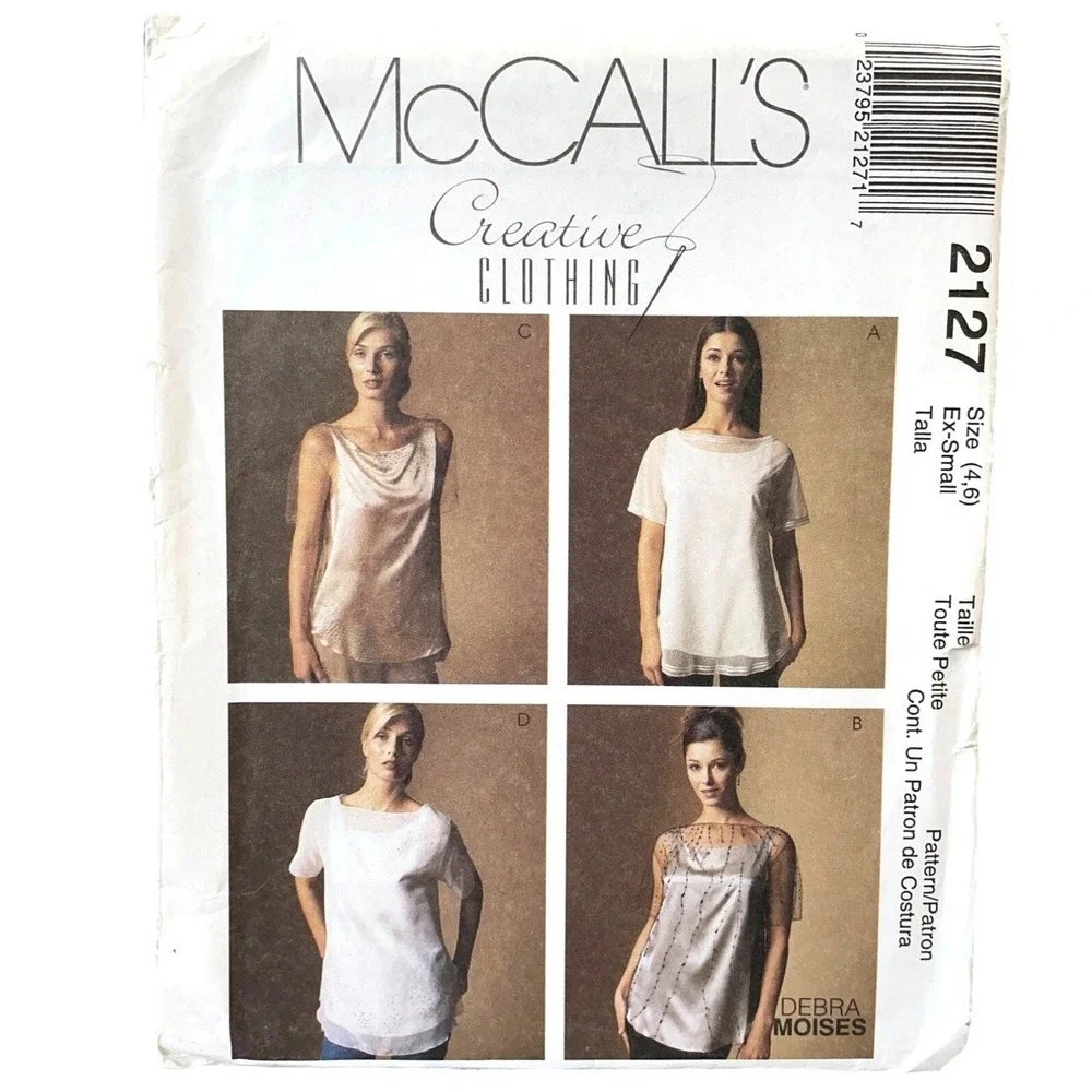 McCalls Sewing Pattern 2127 Top Shirt Camisole Misses‎ Size 4-6